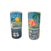 Load image into Gallery viewer, Girls just wanna have sun 12 oz Skinny Can Koozie or 20oz skinny tumbler