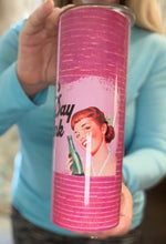 Load image into Gallery viewer, Let's Day Drink retro look skinny tumbler & skinny can or bottle koozie 20oz stainless steel