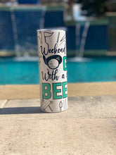 Load image into Gallery viewer, Weekend Forecast Golf with a chance of beer skinny tumbler or koozie