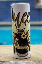Load image into Gallery viewer, Queen Bee 20 oz skinny tumbler or skinny can or bottle koozie