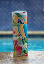 Load image into Gallery viewer, Tropical Bird with Pineapple & pomegranite 20 oz skinny tumbler or koozie