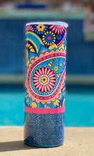 Load image into Gallery viewer, Blue denim with paisleys 20 oz skinny tumbler or koozie