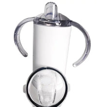 Load image into Gallery viewer, Highland Cow with Sunflowers & blue background 20 oz skinny tumbler or koozie or sippy cup