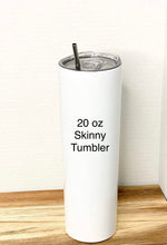 Load image into Gallery viewer, White Daisies with pale pink yellow green background 20 oz skinny tumbler or koozie
