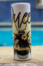 Load image into Gallery viewer, Queen Bee 20 oz skinny tumbler or skinny can or bottle koozie
