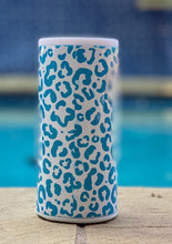 Load image into Gallery viewer, If my Mouth doesn&#39;t say it my face will with blue/teal leopard  20 oz skinny tumbler or koozie
