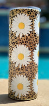 Load image into Gallery viewer, White Daisy with leopard  20 oz skinny tumbler or koozie
