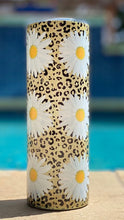 Load image into Gallery viewer, White Daisy with leopard  20 oz skinny tumbler or koozie
